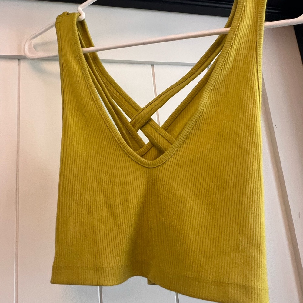 lime green Urban Outfitters criss-cross tank top size M